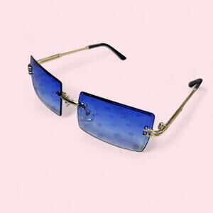 Blue star sunglasses with gold frame  #rave